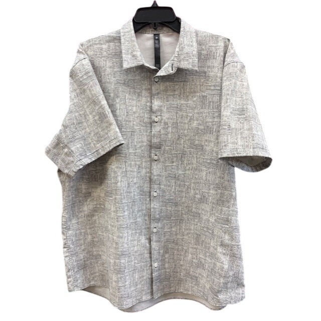 Lululemon Mens Xxl Grey Crosshatch Short Sleeve Button Down Shirt Performance